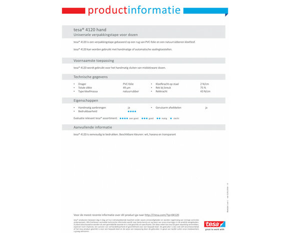 TESAPACK 4120  L.66mtr x B.50mm Transparant (Per 6 Stuks)