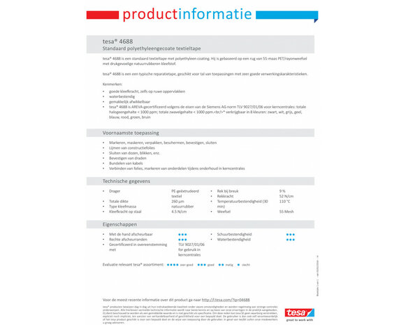 TESABAND 4688  L.50mtr x B.38mm Zwart (Per Stuk)