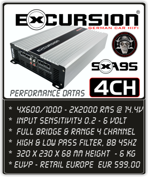 EXCURSION SXA 95 PRO - 4 Channel Amplifier - 4000 Watt