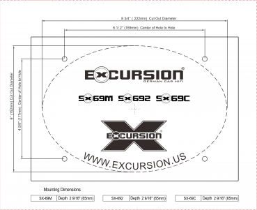 EXCURSION SX 692 - 15x22cm DIN 2way Coaxial with Silk Dome Tweeter