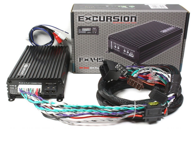EXCURSION PXA 4515 - 4CH Amp - ISO DIN PLUG (incl. 4.5m harness + 0.5F CAP) - 200 Watt