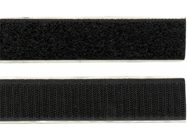 Klittenband Breedte 20 mm Lengte 1 meter Zwart (1 stuks)