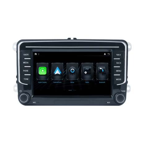 Wireless CarPlay en Android auto navigatie geschikt voor Volkswagen Seat Skoda | 7&rdquo; QLED RNS vorm | 4+64GB 8-core | D040Q