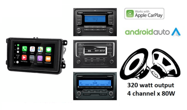 DAB+ Geschikt voor Volkswagen, Seat, Skoda Wireless Apple Carplay &amp; Android auto autoradio &ndash; navigatie 4x80W Audiovolt XPA-675DBT-inclusief canbus