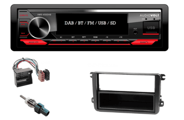 DAB / BT autoradio Volkswagen Golf Polo Caddy Passat en meer | 4&times;50 watt | multicolor | Audiovolt AMS-450DAB