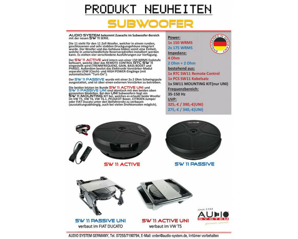 28 cm passieve reservewiel subwoofer met aluminium behuizing + SW11 MOUNTING KIT 28 cm passieve reservewiel subwoofer met aluminium behuizing + SW11 MOUNTING KIT