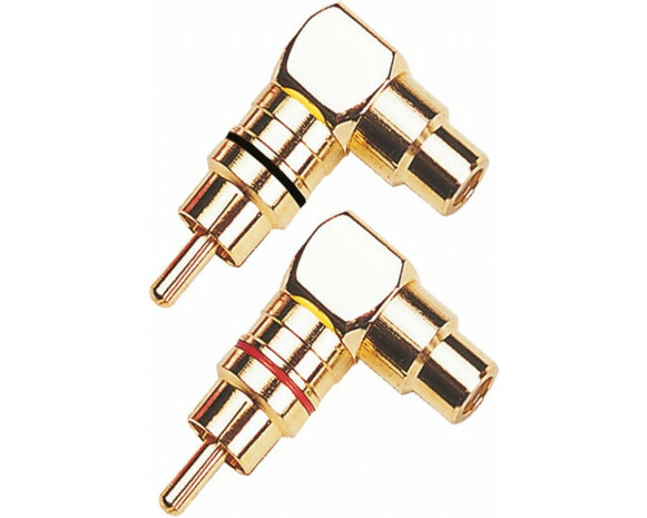 RCA Adapter right - angled small 90&deg; 1 x red / 1 x black RCA Adapter right - angled small 90&deg; 1 x red / 1 x black