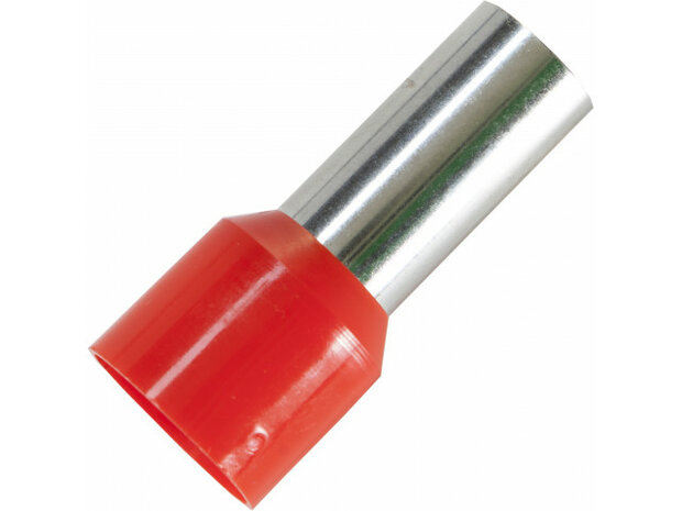 Adereindhuls voor kabelmaat: 50 mm&sup2; met rode isolatie Adereindhuls voor kabelmaat: 50 mm&sup2; met rode isolatie