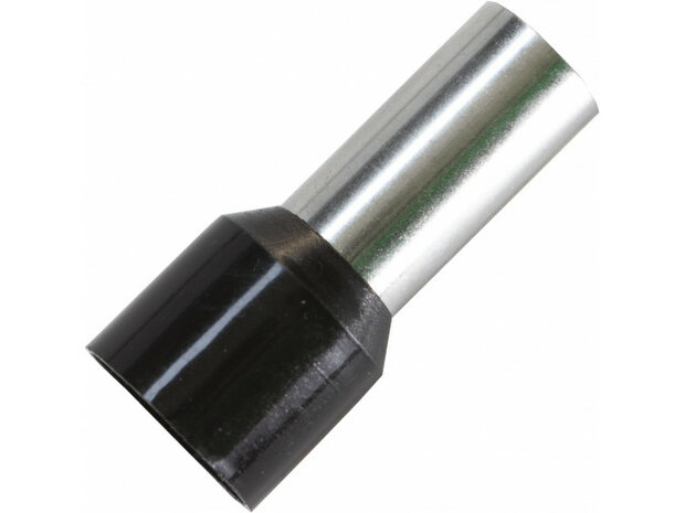 Adereindhuls voor kabelmaat: 50 mm&sup2; met zwarte isolatie Adereindhuls voor kabelmaat: 50 mm&sup2; met zwarte isolatie
