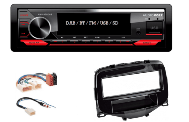 DAB / BT autoradio Peugeot 108, Toyota Aygo, Citro&euml;n C1 bouwjaar 2014 + | 4&times;50 watt | multicolor | Audiovolt AMS-450DAB