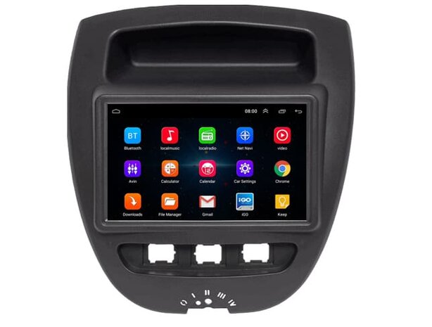 Navigatie voor Citroen C1| Toyota Aygo| Peugeot 107 | draadloos Carplay en Android auto | octa core