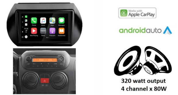 DAB+ wireless Apple Carplay &amp; Android auto voor CITRO&Euml;N Nemo | PEUGEOT Bipper | Fiat Fiorino, Qubo 2008+ autoradio &ndash; navigatie 4x80W