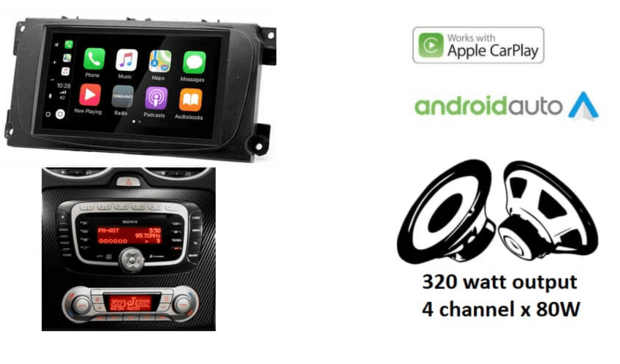 Wireless Carplay &amp; Android auto autoradio navigatie geschikt voor diverse Ford modellen Audiovolt XPA-675BT (zwart ovaal)