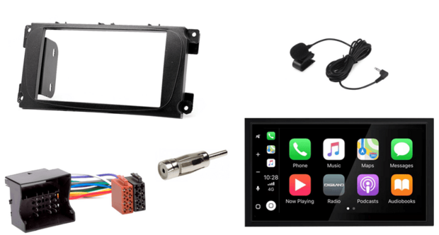 DAB+ Wireless Carplay &amp; Android auto autoradio navigatie voor diverse Ford modellen Audiovolt XPA-675BT (zwart ovaal)