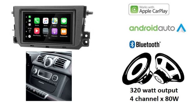 DAB+ Wireless Apple Carplay &amp; Android auto navigatie voor Smart ForTwo 2010&ndash;2017 Audiovolt XPA-675DBT