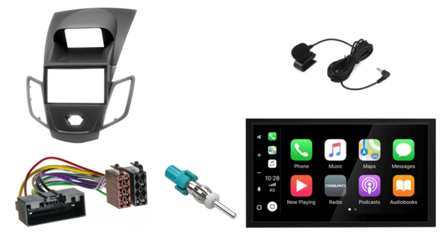 Voor FORD Fiesta 2008-2017 (zwart met display) wireless Apple Carplay &amp; Android auto navigatie &ndash; Audiovolt XPA-675BT