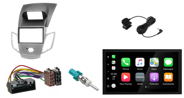 Voor FORD Fiesta 2008-2017 (zilver met display) wireless Apple Carplay &amp; Android auto navigatie &ndash; Audiovolt XPA-675BT