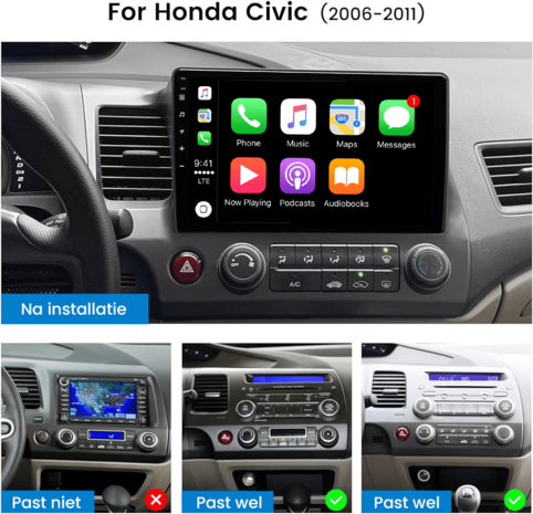 DAB+ autoradio navigatie Honda Civic 2006&ndash;2011 | Apple Carplay en Android | DSP sound | Qled 10-inch ARG-1000DAB