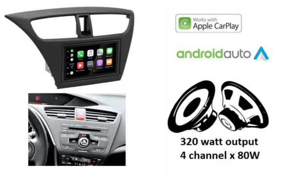 geschikt voor HONDA Civic Hatchback 2012+ wireless Apple Carplay &amp; Android auto autoradio &ndash; navigatie 4x80W Audiovolt XPA-675BT
