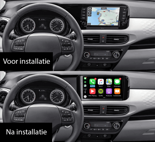 Geschikt voor Hyundai i10 (2019-2021) navigatie draadloos Car link en Android 12 | DDR4 octa core 9 inch premium