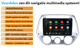 Hyundai I20 bj 2012 &ndash; 2014 (handmatige en auto airco) navigatie draadloos Car link en Android 11 | DDR4 octa core | DAB+ autoradio | Full HD 9&rdquo; scherm