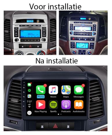 Geschikt voor Hyundai Santa F&eacute; (2006-2012) navigatie draadloos Car link en Android 12 | DDR4 octa core 9 inch premium