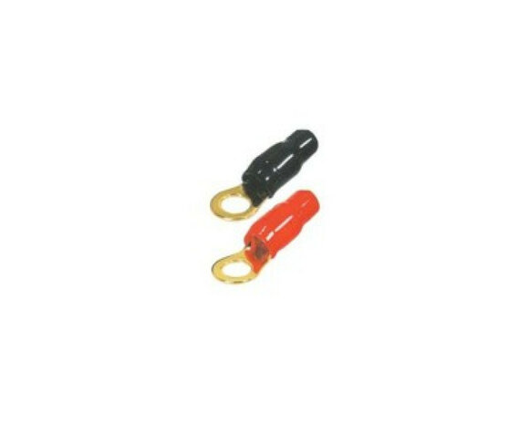 AUDIO SYSTEM 8mm Ring kabelschoen: 50mm&sup2;. 1x zwart + 1x rood