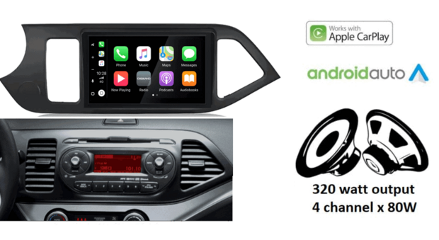 DAB+ Wireless Apple Carplay &amp; Android auto navigatie voor KIA Picanto 2011 &ndash; 2017 4x80W Audiovolt XPA-675DBT