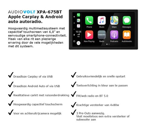 Kia Rio (UB) 2011-2015 wireless Apple Carplay &amp; Android auto autoradio &ndash; navigatie 4x80W Audiovolt XPA-675BT