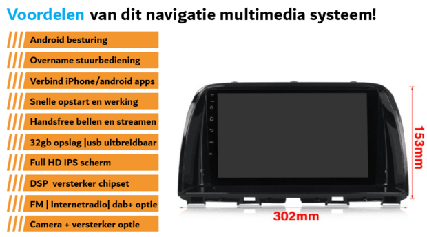 Mazda CX-5 en 6 navigatie draadloos Car link en Android 11 | DDR4 octa core | DAB+ autoradio | Full HD 9&rdquo; scherm